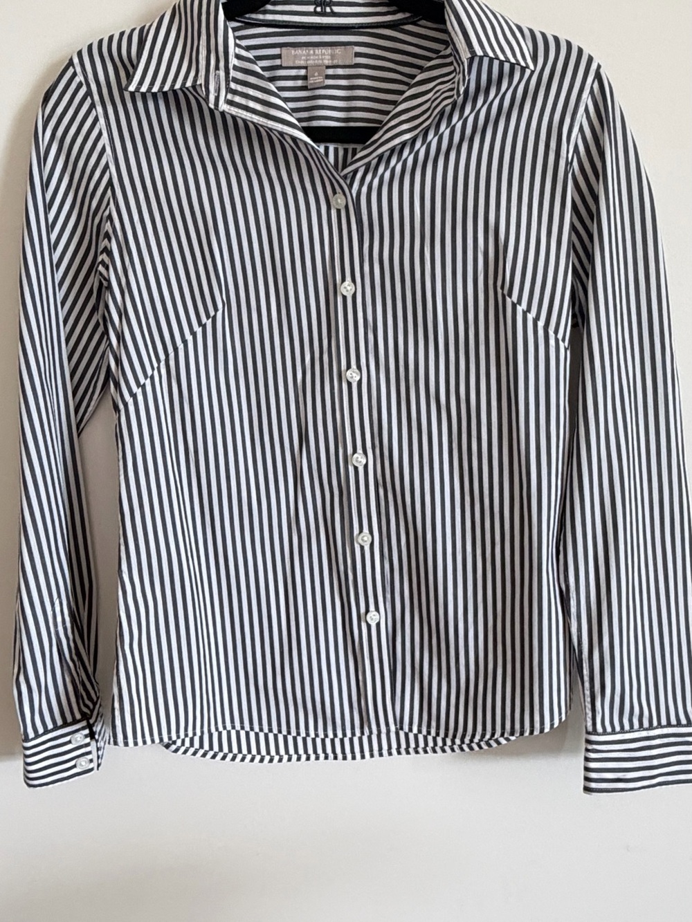 Banana Republic Black and White Vertical Stripe Dress Shirt